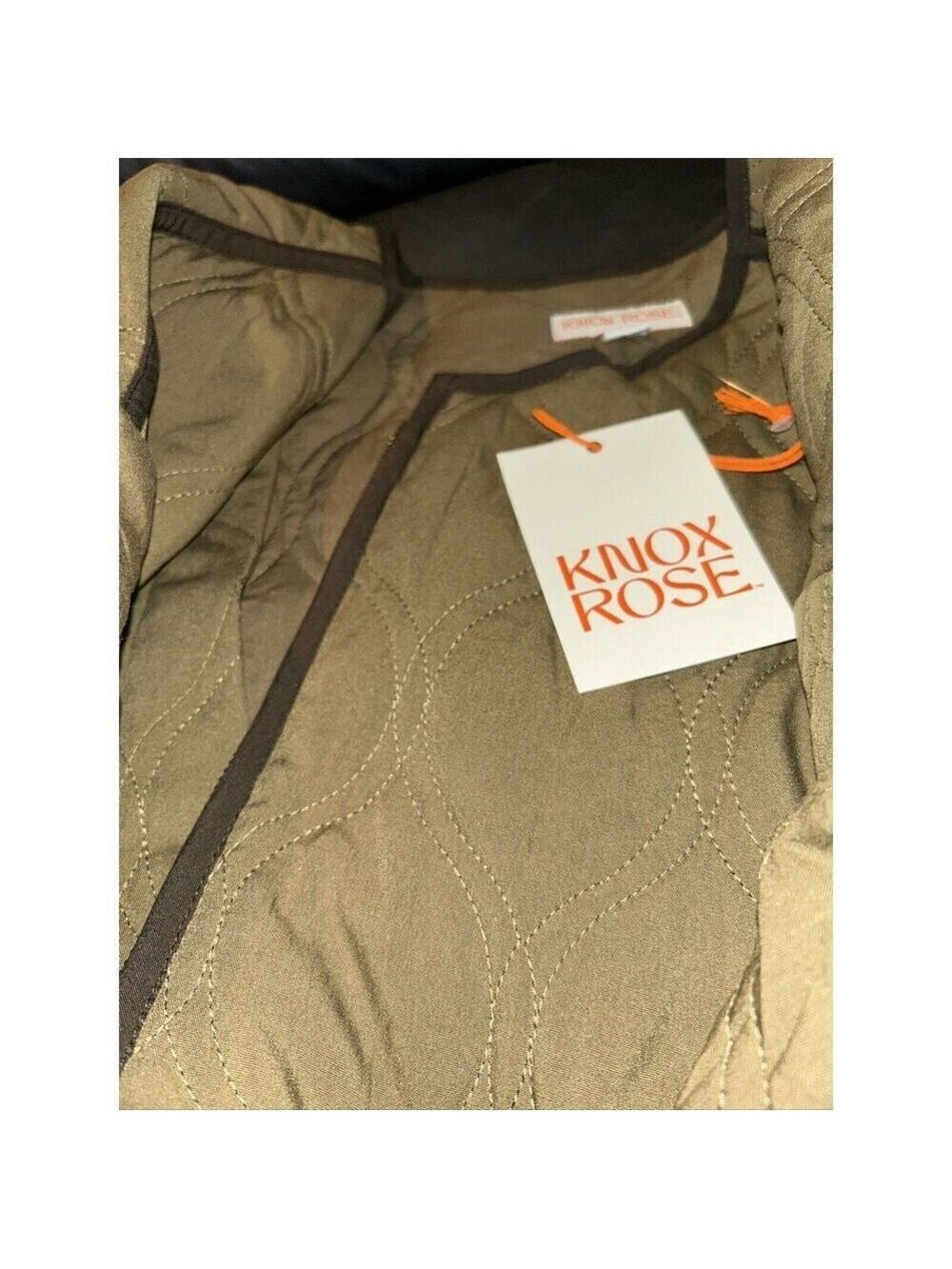 Knox Rose army green jacket women’s with brown trim Zipper closure 2X